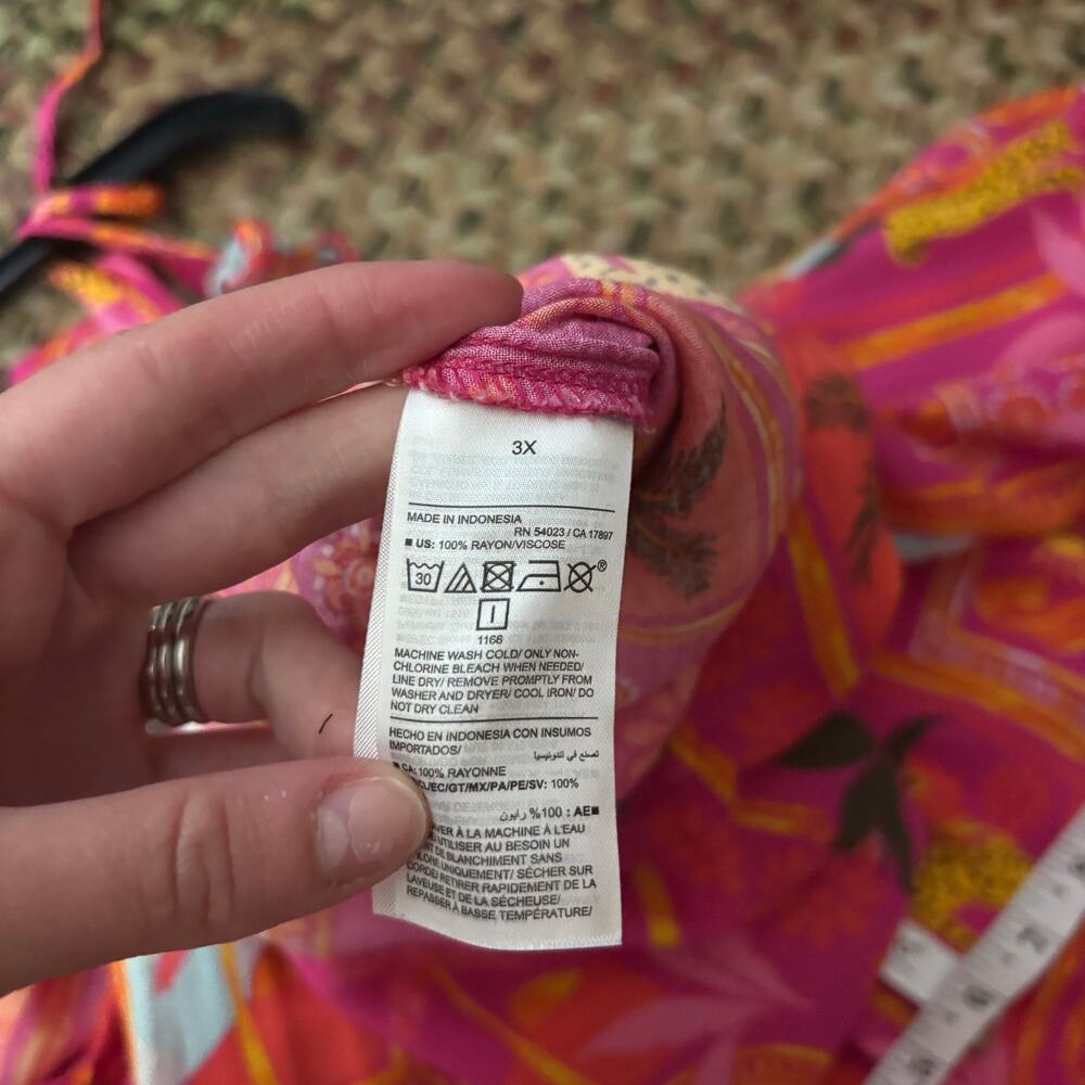 Old Navy Sleeveless Wide-Leg Jumpsuit Pink Tropical Beachy Size 3X - Picture 12 of 13